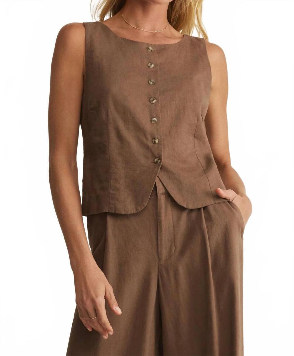 NEW Z SUPPLY roman linen vest in palo santo